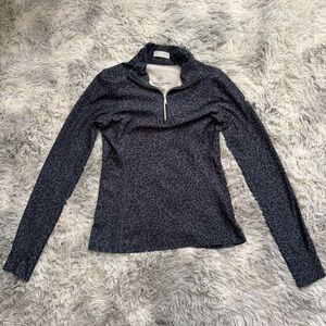Obermeyer Dark Gray Quarter Zip Leopard Print Long Sleeve Base Layer Top XS